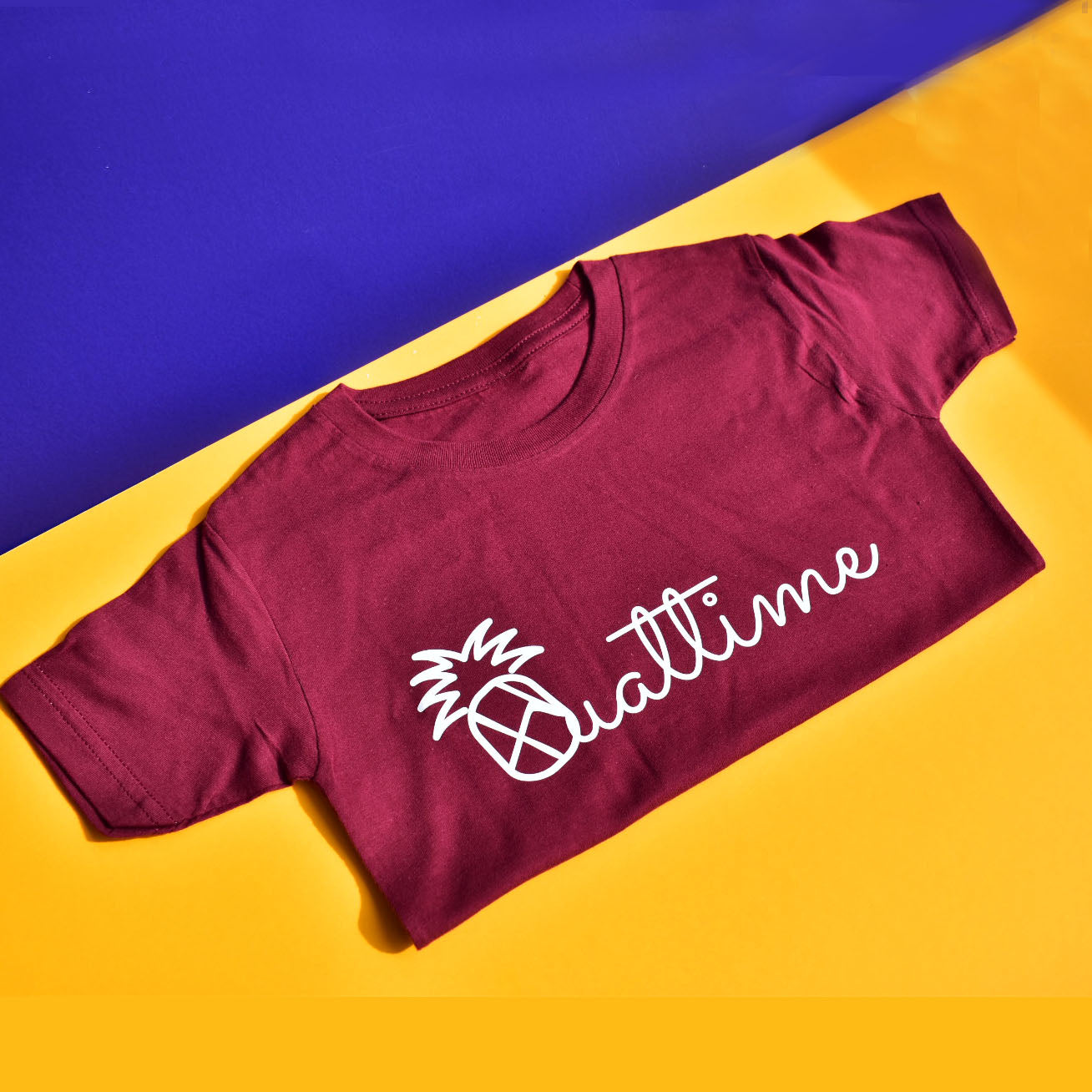 Huat Time Tee in Maroon - Kids