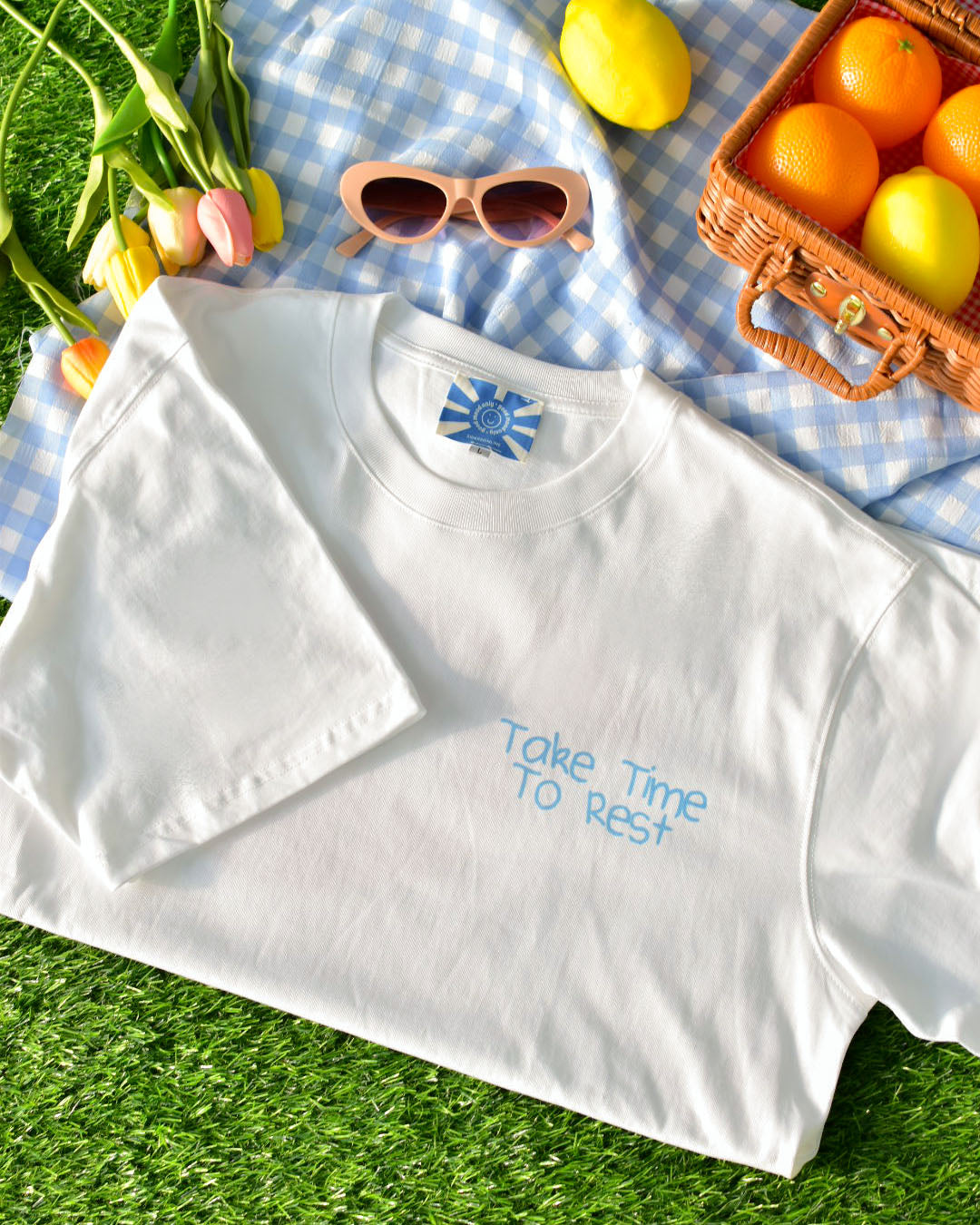 Take Time To Rest Oversized Tee in White