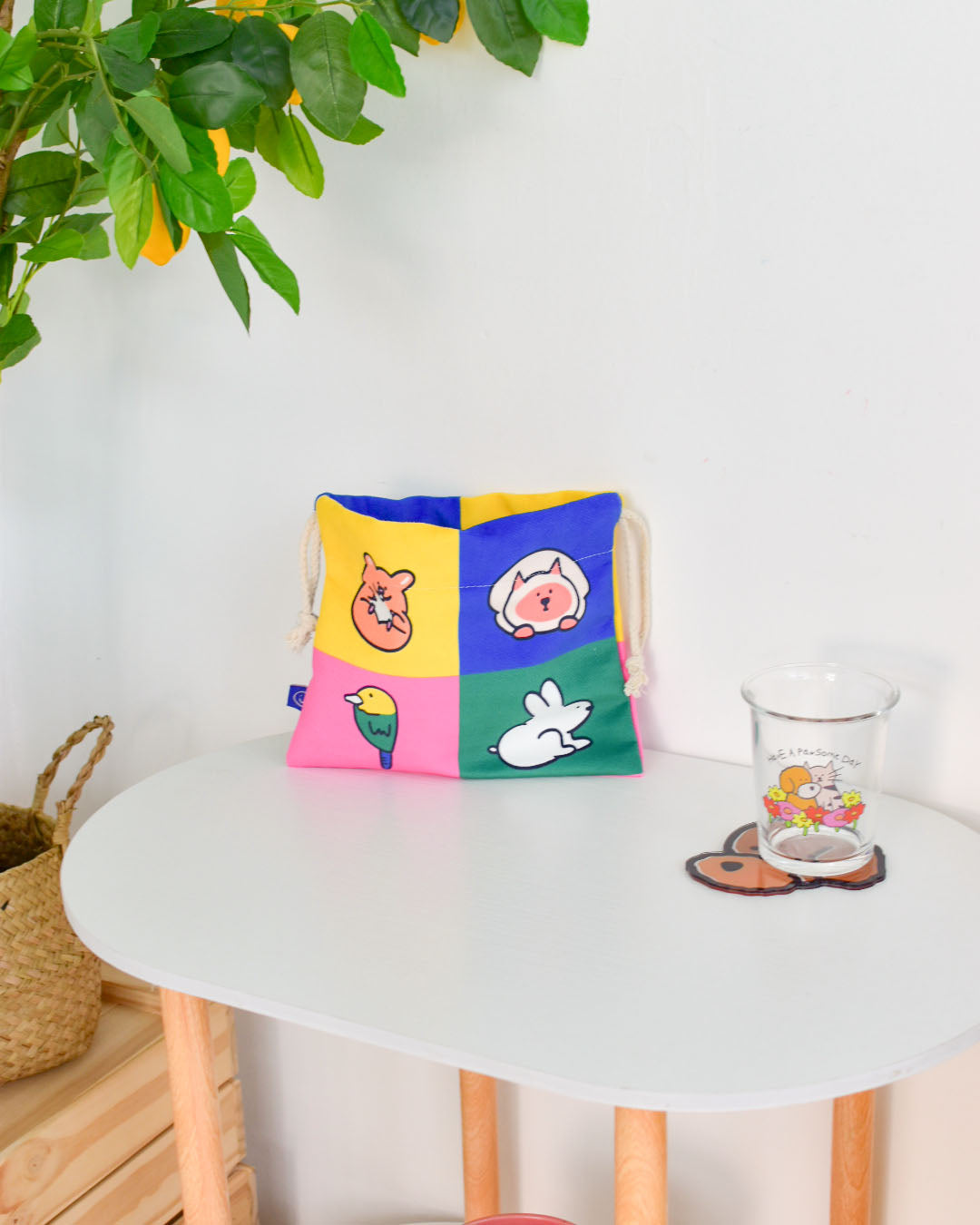Cat Hamster Parrot Rabbit Drawstring Pouch