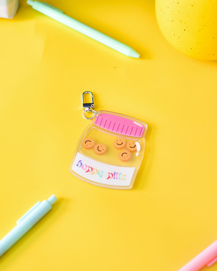 Happy Pills Shaker Keychain
