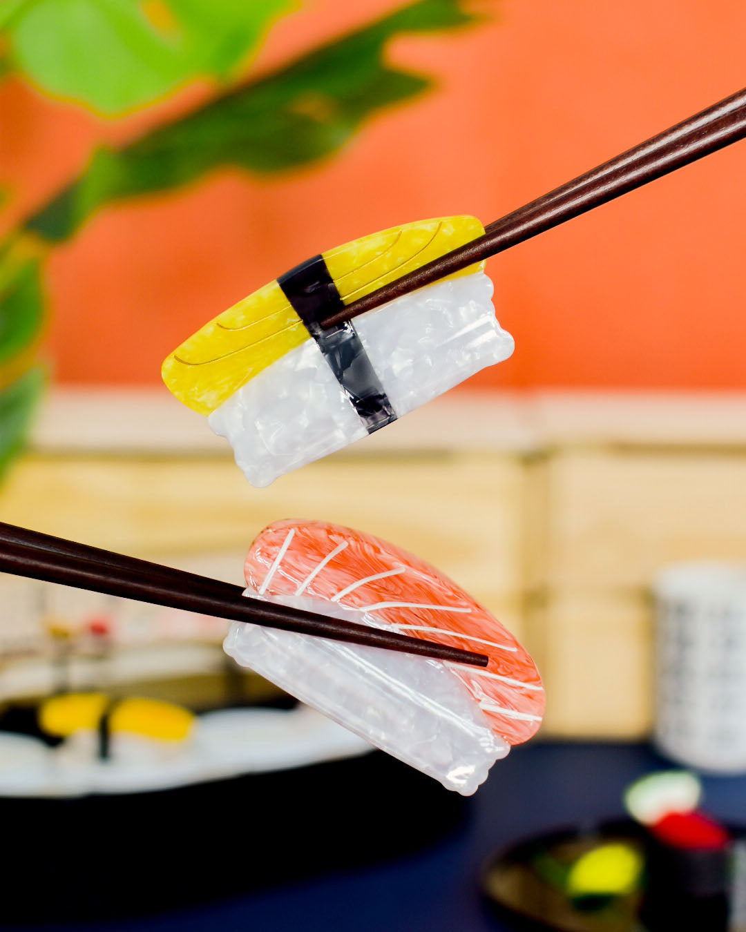 Sushi Hair Claw Clip Duo - Salmon & Tamago