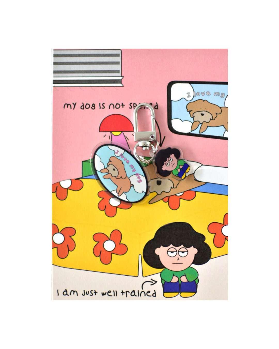 I Love My Dog Postcard Keychain