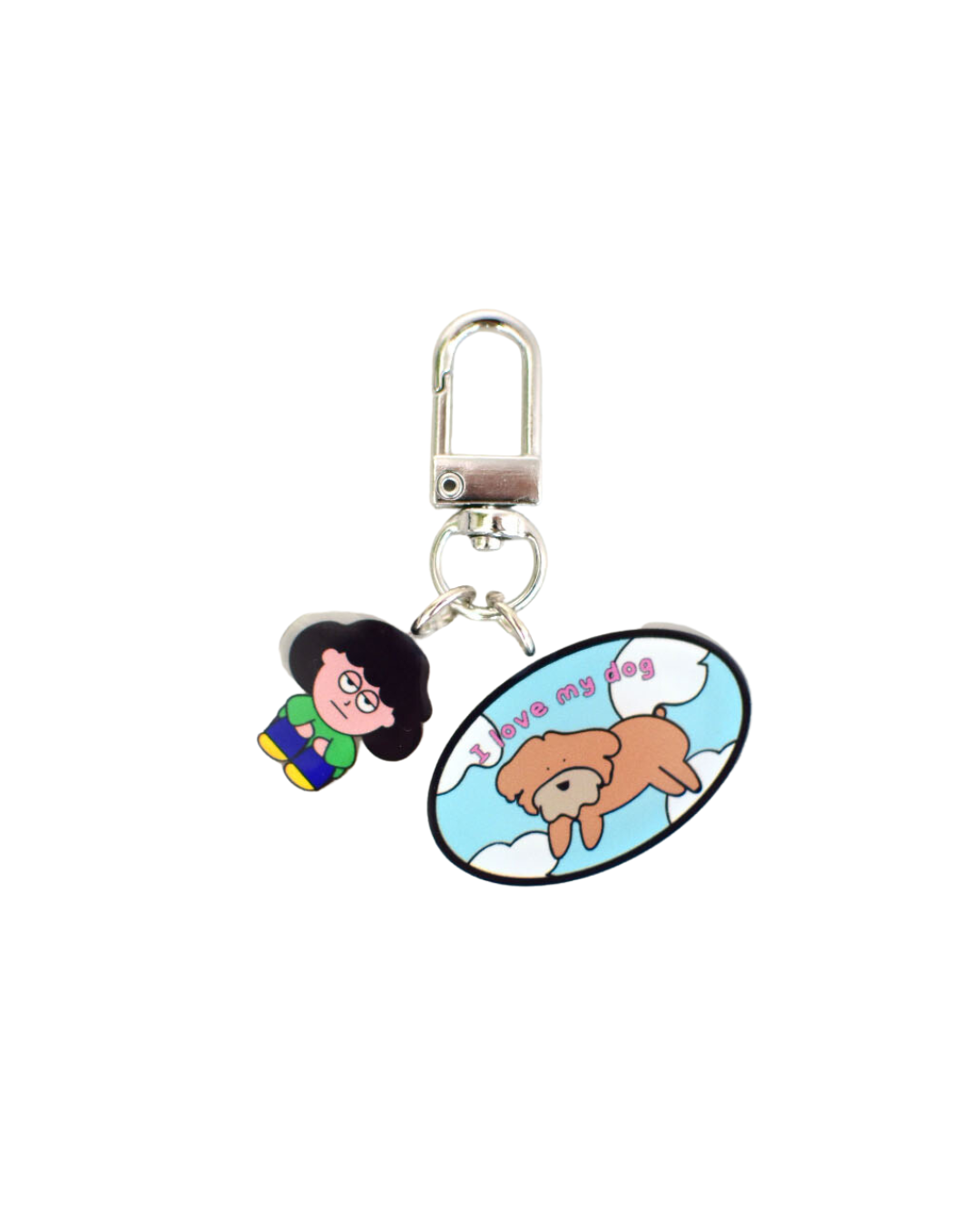 I Love My Dog Postcard Keychain