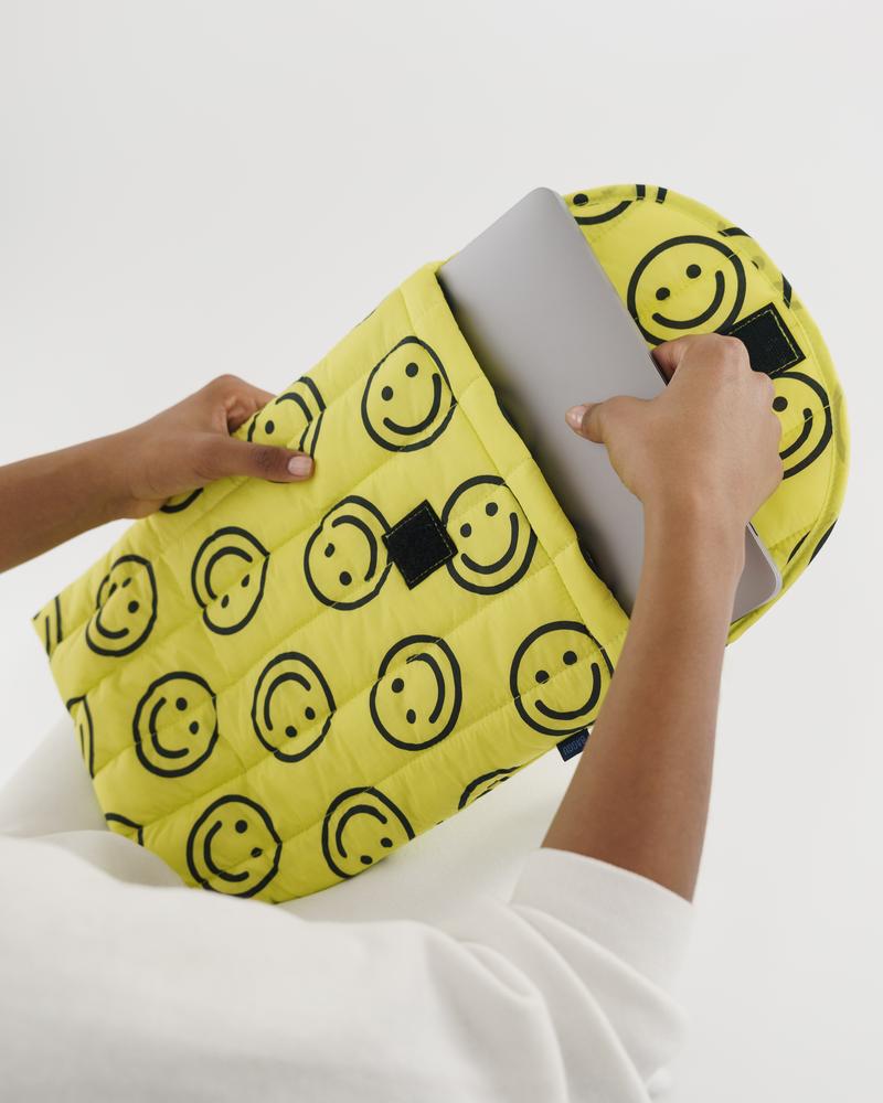 Baggu Puffy Laptop Sleeve 16" - Yellow Happy